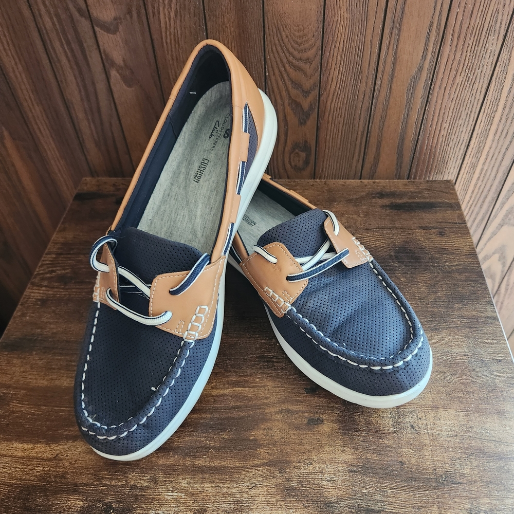 Navy and Tan Boat Shoes